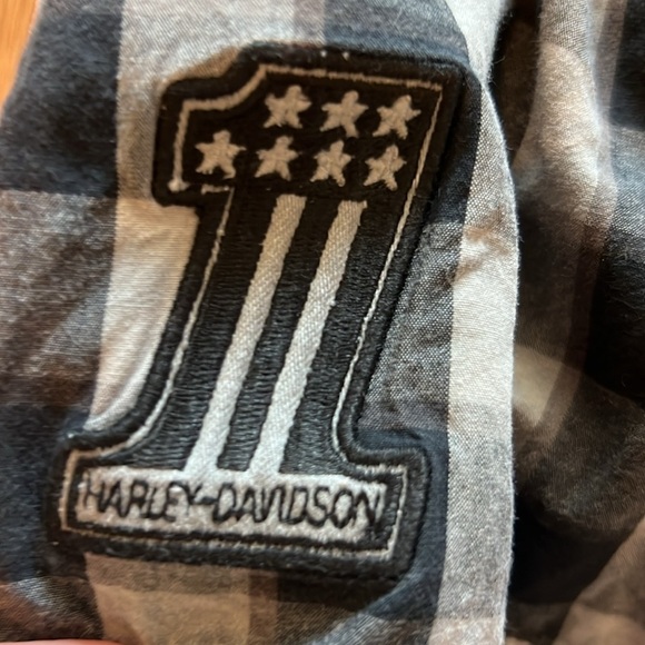 Harley Davidson Short Sleeve Button Up Size XL Black & Grey Plaid - Picture 6 of 10